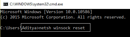 netsh winsock reset