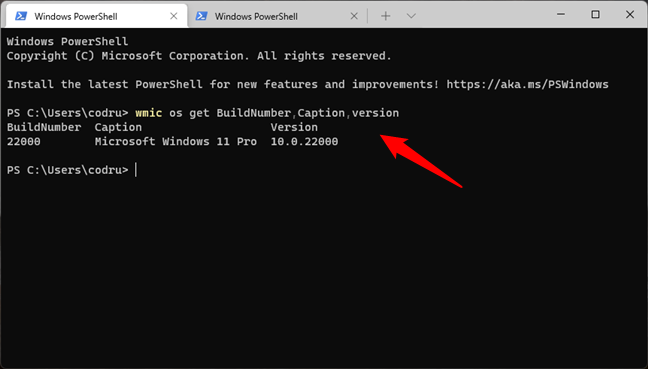 Vind uw Windows 11-versie en buildnummer met behulp van wmic in cmd