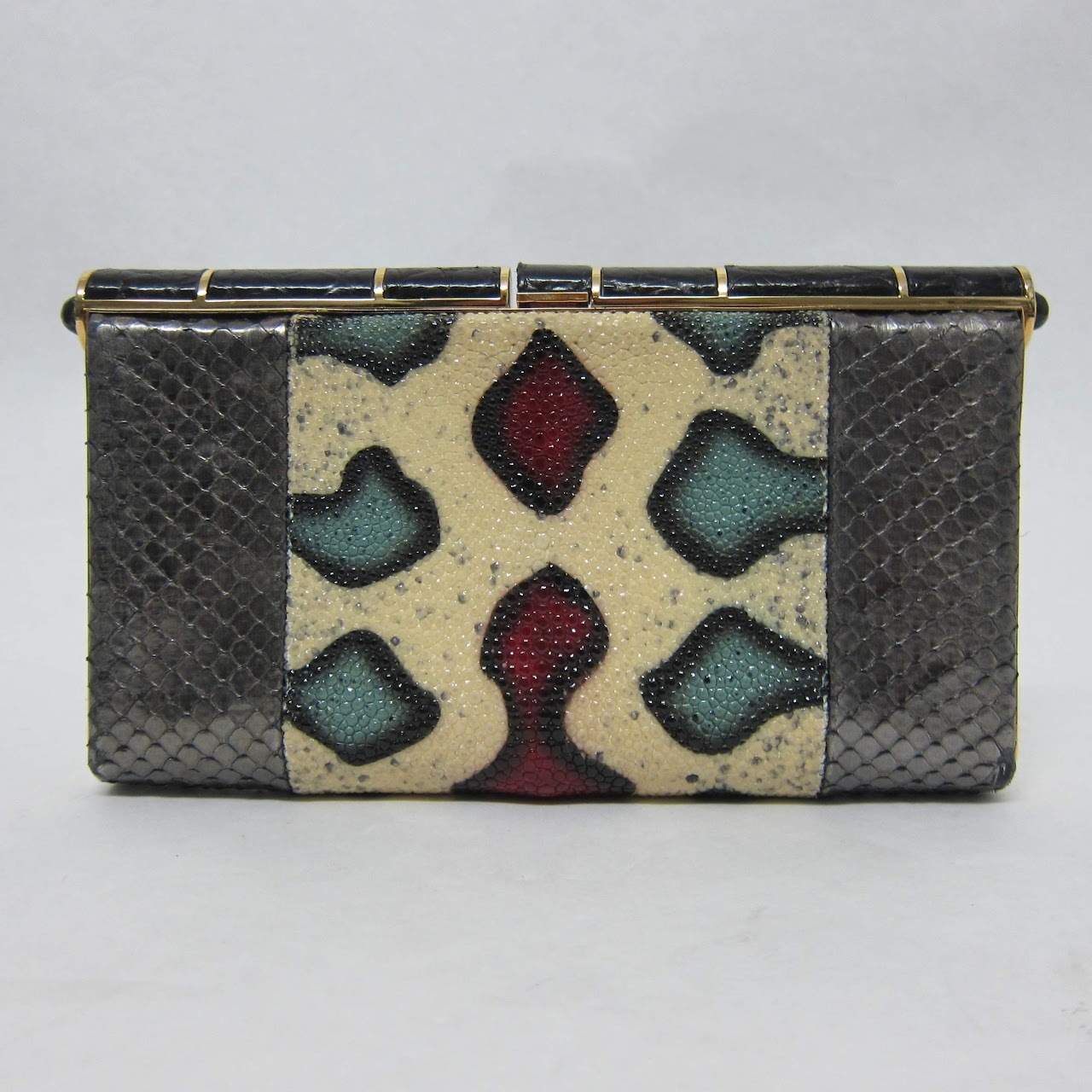 Zagliani Shagreen & Python Faye Clutch