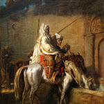 Théodore Chassériau - Deux cavaliers arabes arrêtés à une fontaine de Constantine romaine (1851)