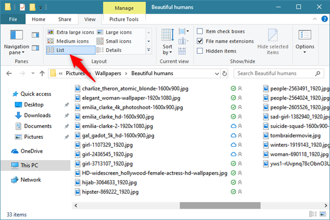 Mostrar archivos y carpetas en una lista simple