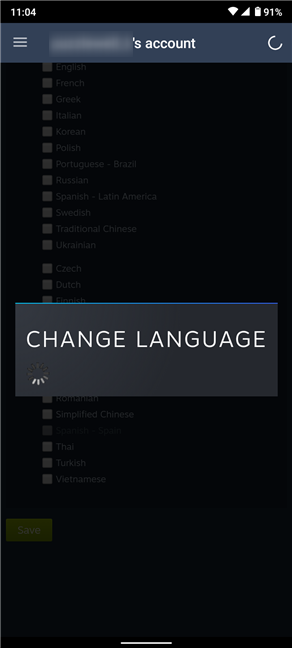 El cambio de idioma de Steam se aplica después de la pantalla de carga