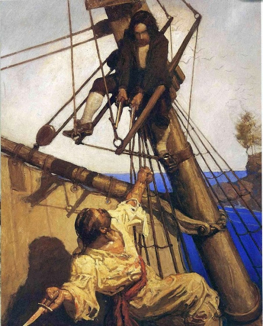 N. C. Wyeth - Treasure Island. One More Step, Mr. Hands, said I, And I'll Blow Your Brains Out