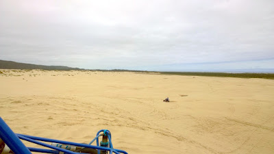 Taking a ride on a Dune Buggy for an Oregon Dunes tour with Sand Dunes Frontier just a little south of Florence, Oregon