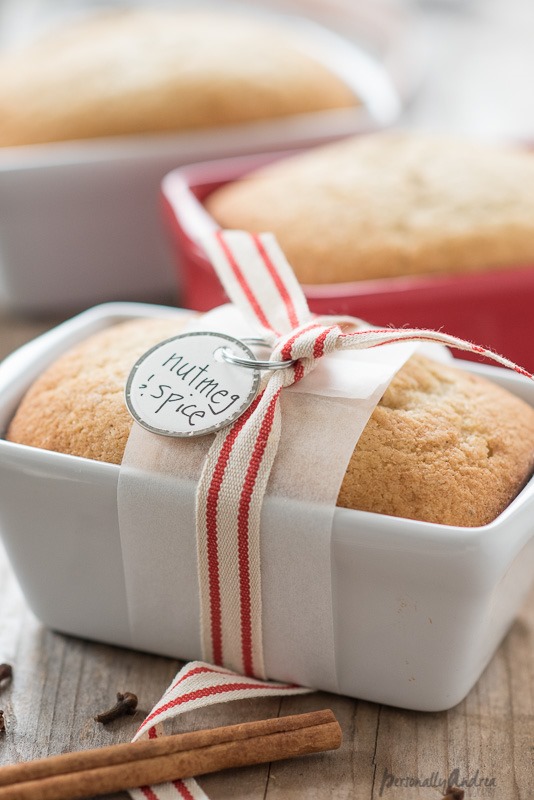 Nutmeg Spice Mini Loaf Cake | A pretty and delicious cake, perfectly spiced and sized for snacking or gift-giving.