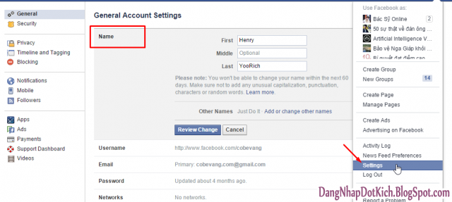 đổi tên facebook khi vượt số lần đổi