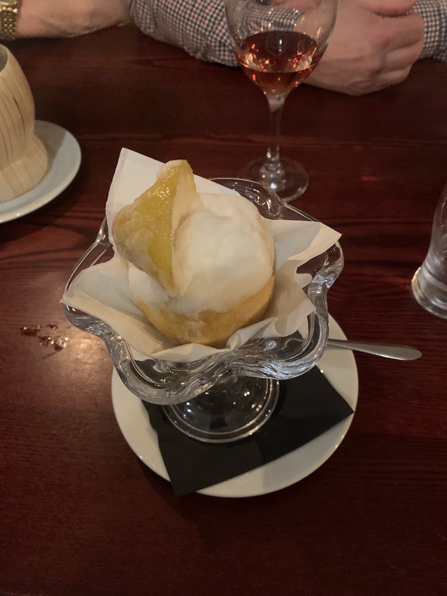 Lemon sorbet- absoluly amazing so refreshing.