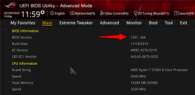 เวอร์ชั่น BIOS ของเมนบอร์ด ASUS