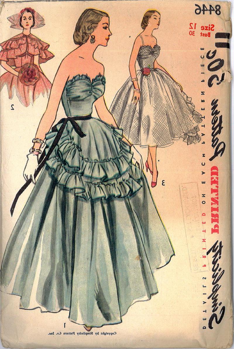 1950s Wedding Cocktail Party Dress Sewing Pattern UNCUT Bust 30 Simplicity