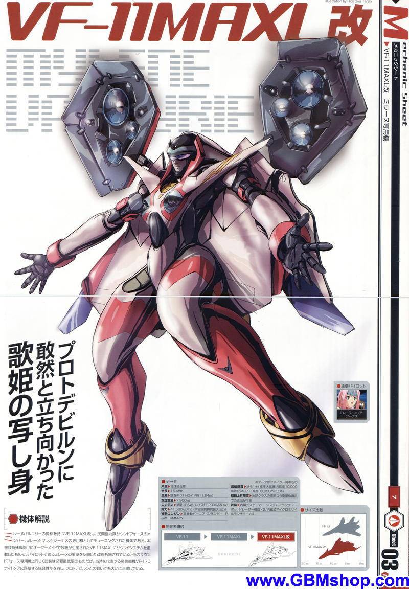 Macross 7 VF-11MAXL Kai Custom Mylene Valkyrie (Sound Force) Mechanic & Concept Macross Chronicle