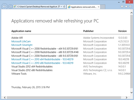 rafraîchir, Windows 8.1, installation, réinstaller