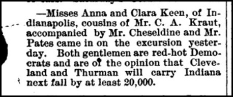 Keen, Anna, Clara, Kraut Family in Madison, IN, 1888