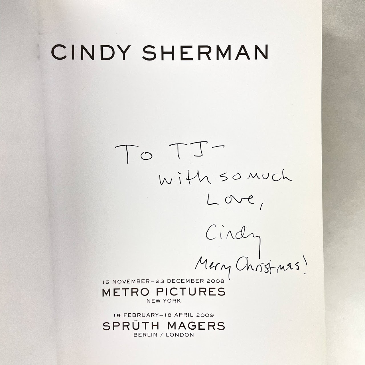 Cindy Sherman SIGNED 2008 Gallery Catalog