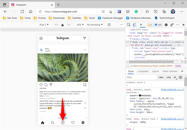 El botón Nueva publicación también está disponible en Microsoft Edge