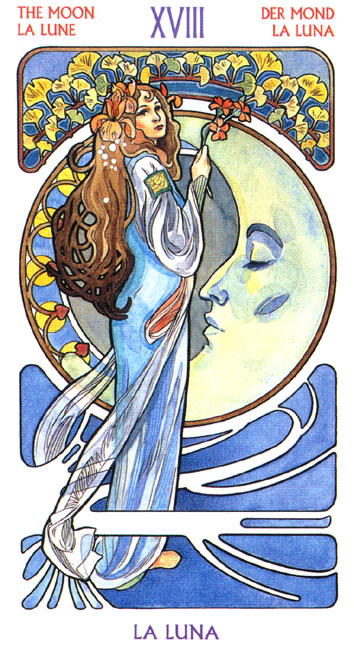 Art Nouveau Tarot Antonella Castelli (Таро Галерея). Галерея и описание карт 18%2520La%2520Luna