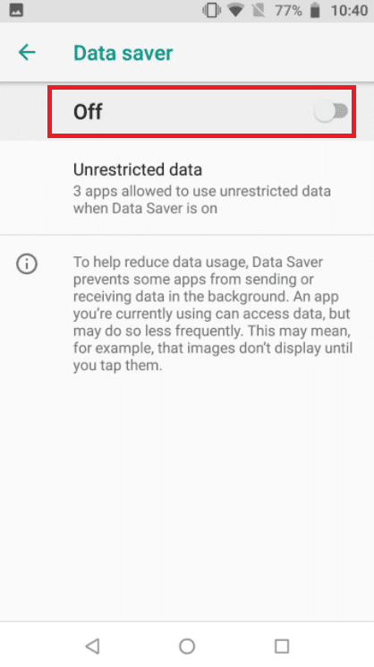 Desactive Data Saver en teléfonos Android.  Arreglar la videollamada de WhatsApp que no funciona en iPhone y Android