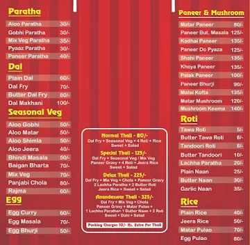 Anandeshwar Dhaba menu 