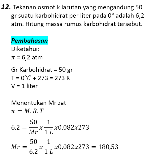 Contoh Soal Pembahasan Sifat Koligatif Larutan 12