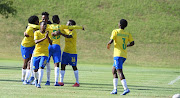 Mamelodi Sundowns ladies celebrate a goal in the Hollywoodbets Super League match against TUT FC at Groenkloof Campus in Pretoria on September 18 2021.