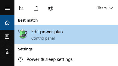 Выберите опцию «Редактировать план электропитания» в результатах поиска.