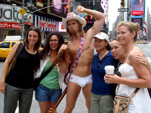 the naked cowboy at times square in New York City, United States 