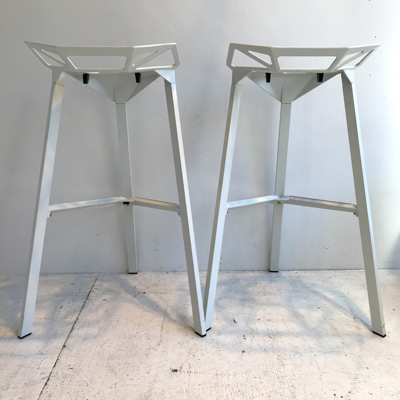 Geometric Metal Bar Stool Pair