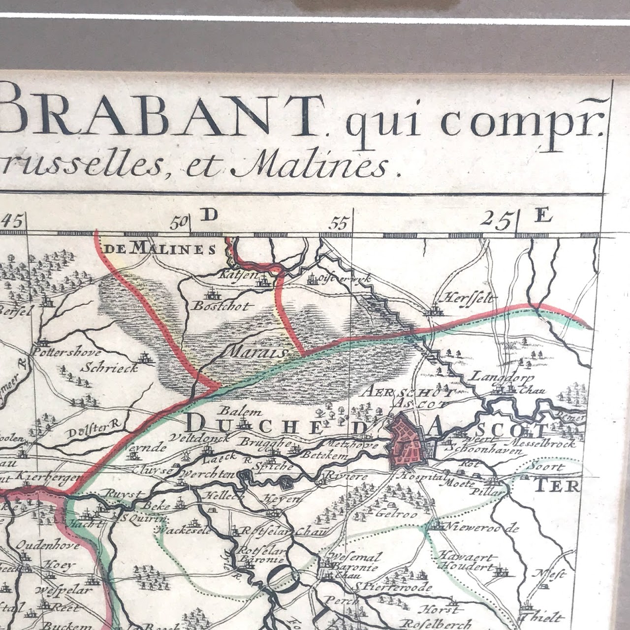 18th C. Engraved Map of Duchy of Brabant