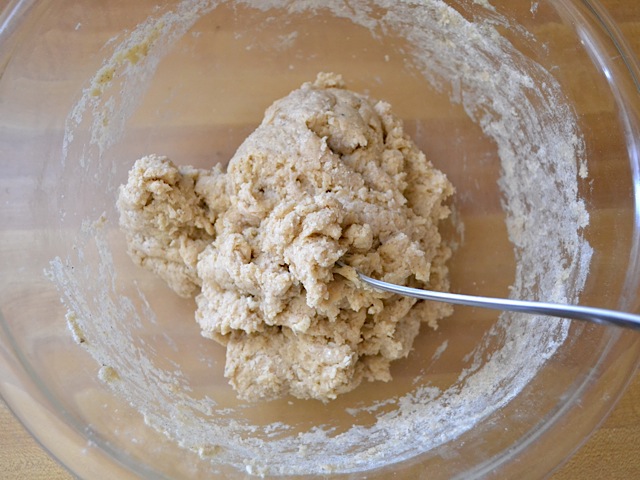 wet and dry ingredients mixed together to form scone dough