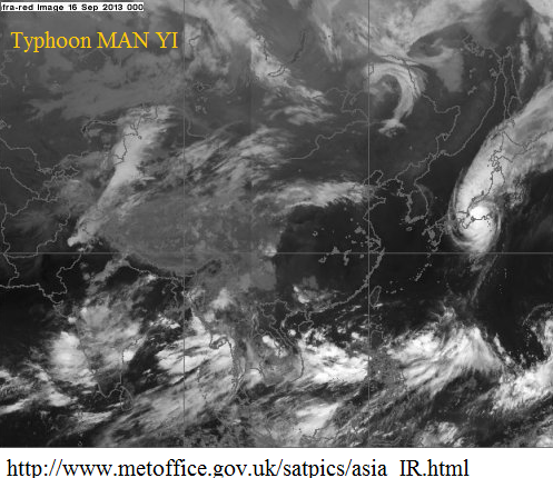 man yi landfall on japan coast