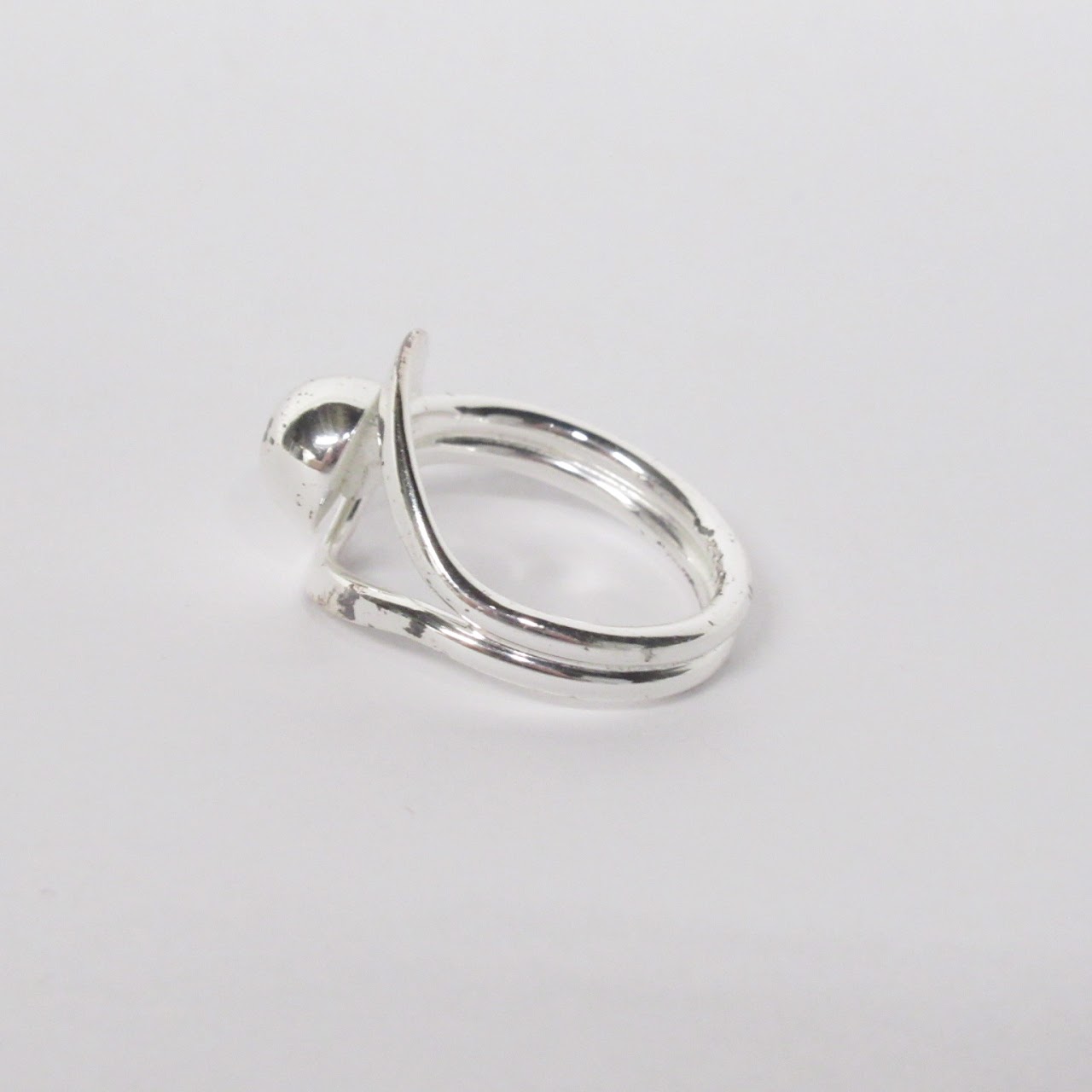 Sterling Silver Button & Loop Ring