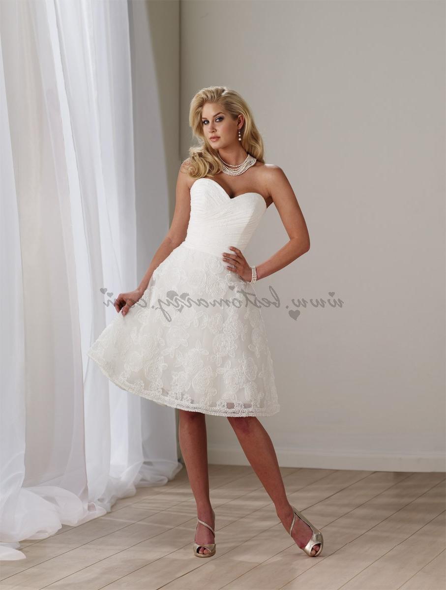 Classic A-line Sweetheart Ruffles Short Appliques Wedding Dress