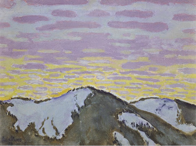 Koloman Moser - Berggipfel mit farbigen Wolken - 1913