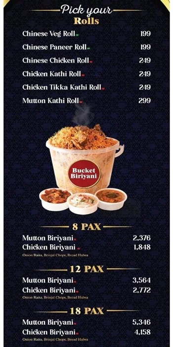 Sulthan's Biryani menu 