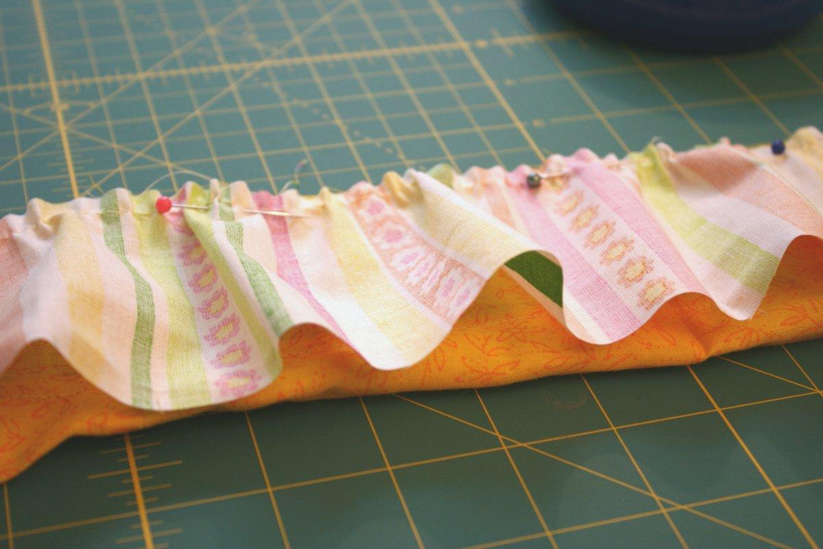 Sew along the pinned lines,