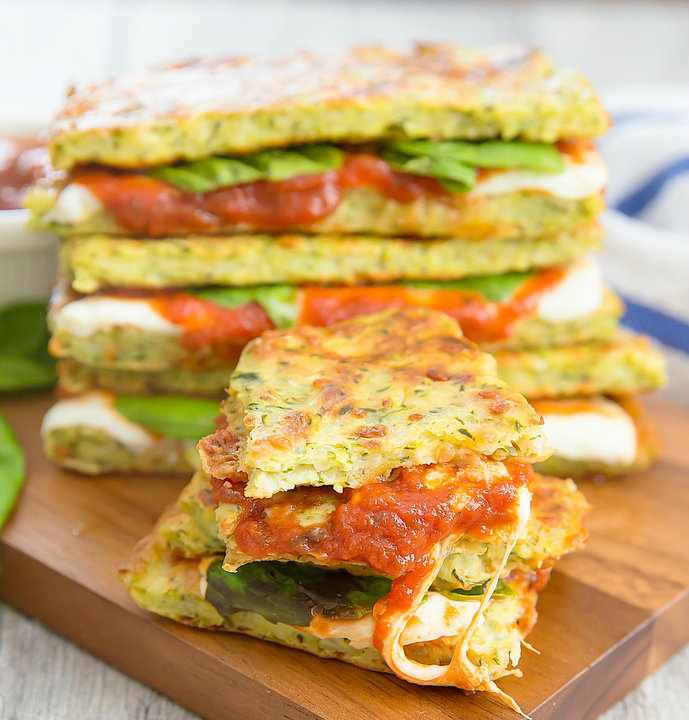 close-up photo of Zucchini Crusted Pizza Grilled Cheese Sandwiches