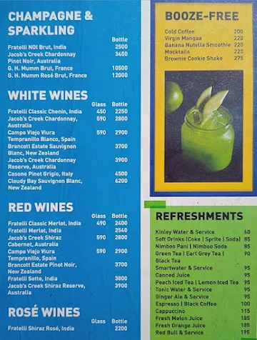 Monkey Bar menu 