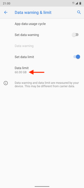 Se establece el nuevo límite de uso de datos