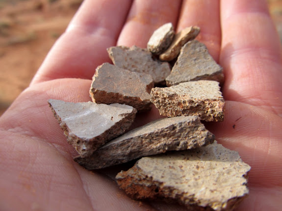 Broken pottery that was under the spot where we set up our tent