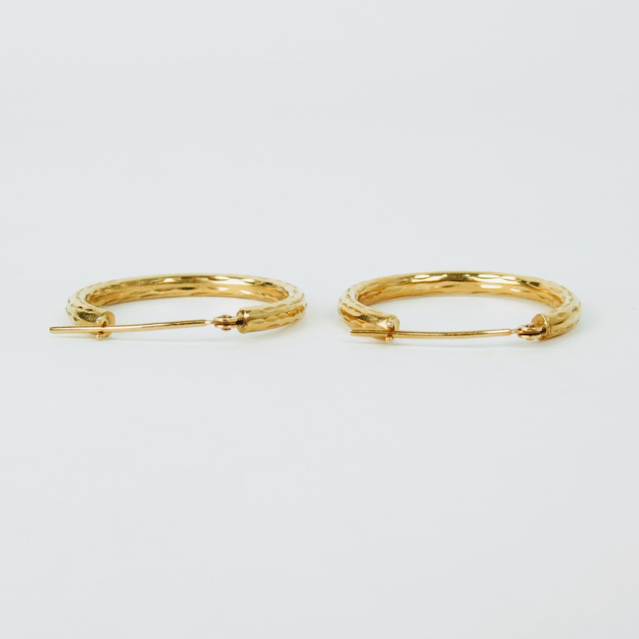 14K Gold Hammered Hoop Earrings