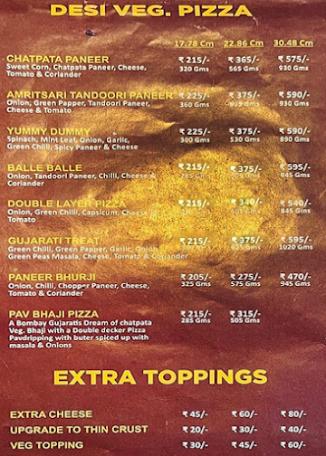 William John's Pizza menu 