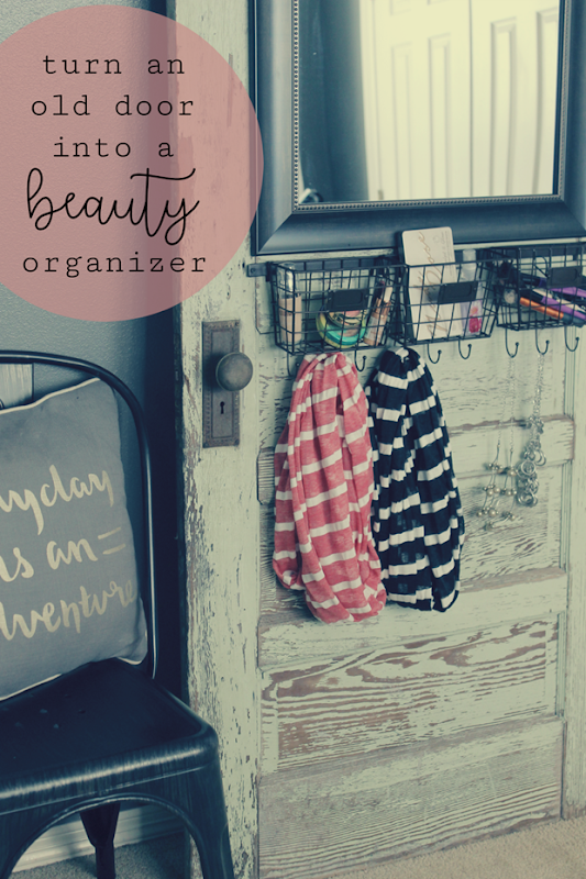 life storage turn an old door into a beauty organizer