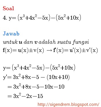 Contoh Soal Turunan Fungsi Aljabar Penjumlahan Foto Modis