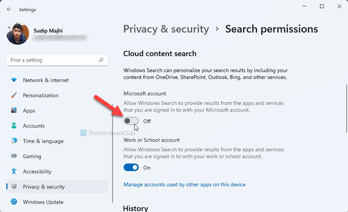 Cómo deshabilitar la búsqueda de contenido en la nube usando la configuración de Windows