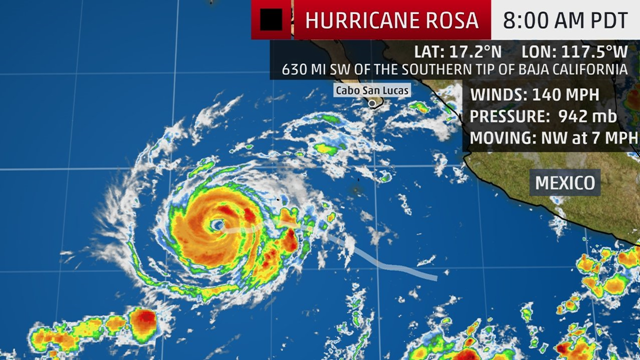 Satellite view of Hurricane Rosa, 28 September 2018. Graphic: The Weather Channel