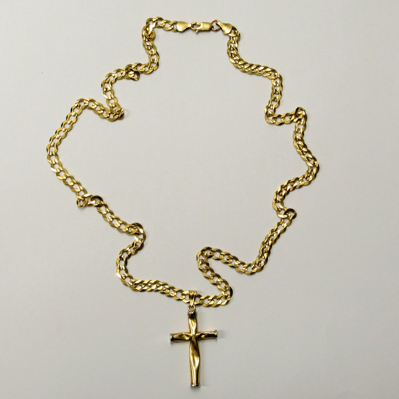 14K Gold Chain & Cross Necklace
