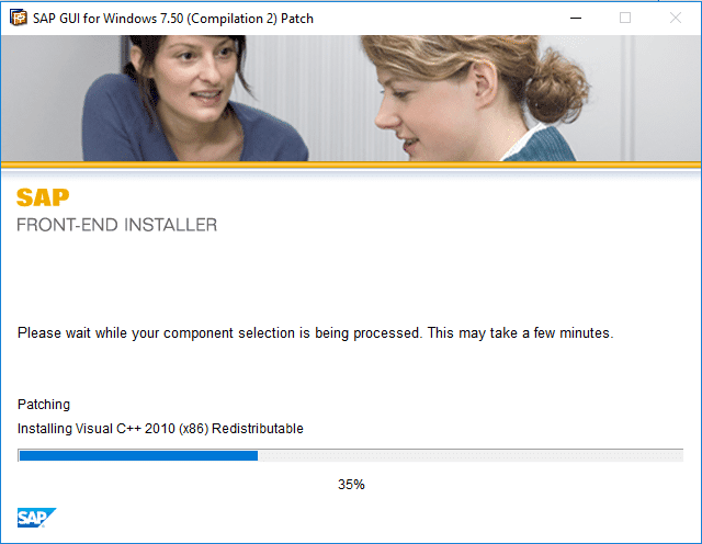 Consenti al programma di installazione della patch di SAP GUI per Windows 7.50 di installare le correzioni rapide