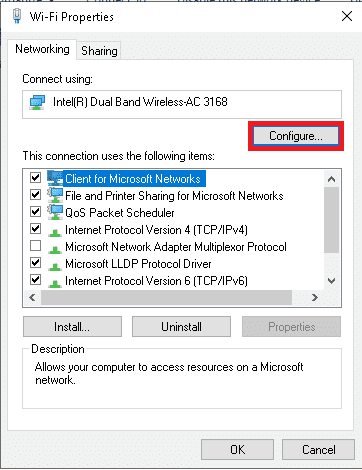 selezionare il pulsante Configura