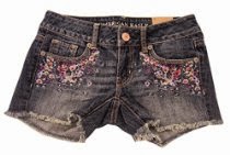 <br />American Eagle Women's Flower Embroidered Midi Denim Shorts