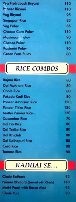 Chaitanya Paranthas menu 