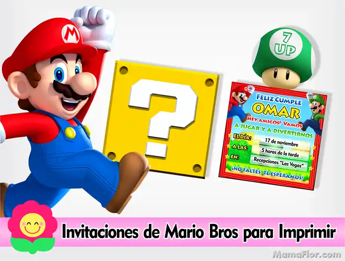 Tarjeta Cumpleaños Mario Bros y Luigi